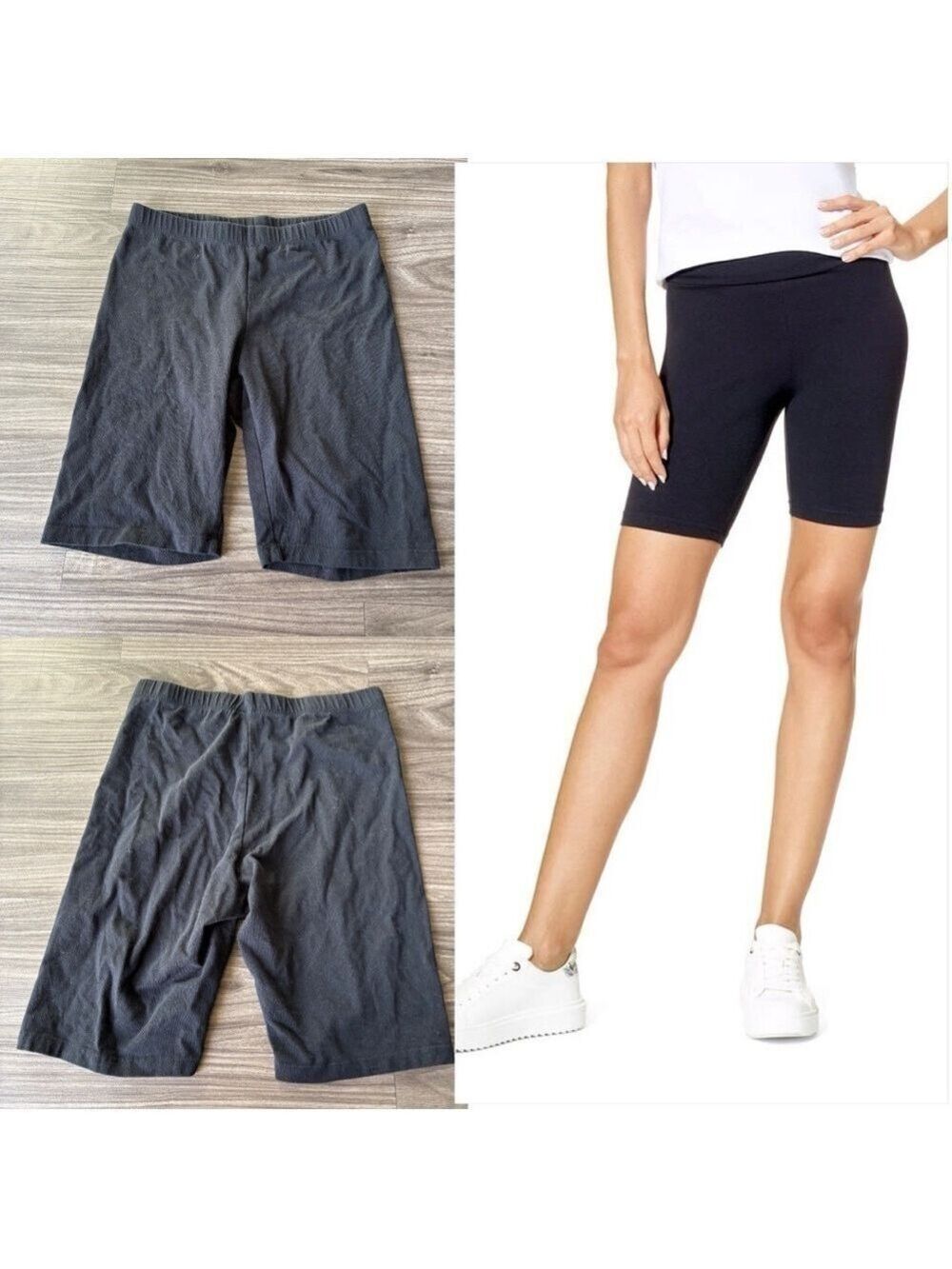 EAG Black Womens Biker Shorts Athleisure Workout 8 inch